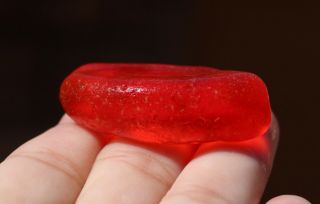 RARE,  NEAR FLAWLESS SCARLET RED FROSTY PARTIAL SEAGLASS BOTTLE BOTTOM U.  V 8