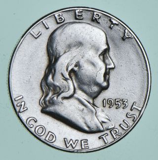 Higher Grade - 1953 - S - Rare Franklin Half Dollar 90 Silver Coin 290