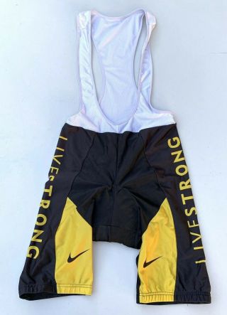 Nike Livestrong Mens Cycling Bib Shorts Size Medium Black White Spell Out Rare