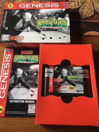 Sega Genesis Minnesota Fats Pool Legend Complete Cib Box Rare Game Cardboard