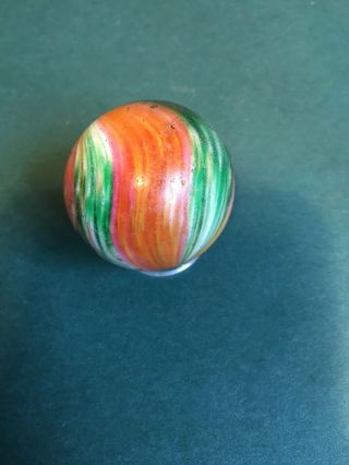 Rare,  Handmade,  Large,  1 3/4”,  Orange & Green,  Eod,  4 Panel,  Onionskin Marble
