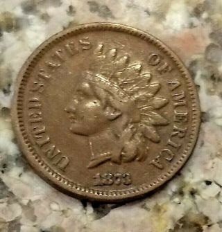 Rare 1873 U.  S.  Indian Head Penny Clear Brown Good Details No/res