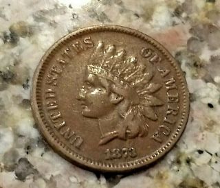 RARE 1873 U.  S.  INDIAN HEAD PENNY CLEAR BROWN GOOD DETAILS NO/RES 5