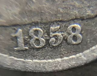 1858 Seated Liberty Half Dime Over Inverted Date Rare Key Variety