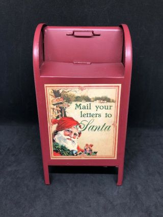 North Pole Postal Service Metal Mail Box Doll House Vtg Style Santa Letters Rare