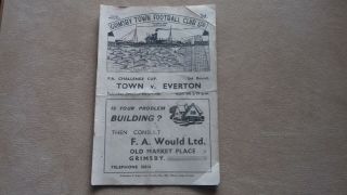 Grimsby Town V Everton 1948 F.  A.  Challenge Cup.  Rare Football Programme