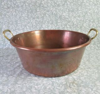 Vintage French Rare Heavy Xl 16 " Copper Jam Pan 3kg 6.  11lbs Cook Pot Bowl 13l