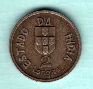 Portuguese India 1934 Extremely Rare Copper Nicke 2 Tangas Coin A18