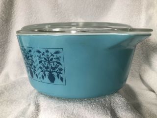PYREX SAXONY TREE OF LIFE COVERED CASSEROLE 475 - B 2 1/2 QT With Lid Rare Promo 5