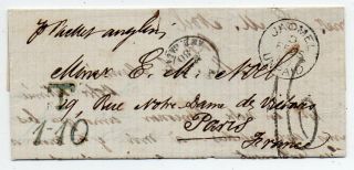 1880 Haiti To France Taxed Cover,  Rare " Jacmel Unpaid " Cancel,  Scarce