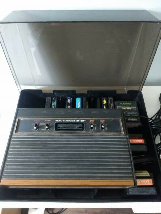 Atari 2600 4 - Switch System Woodgrain With Rare Case,  20 Games,  2 Paddles