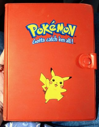 Vintage Pokemon Red Binder Album 4 Pocket 1999 Pikachu Binder Rare Nm