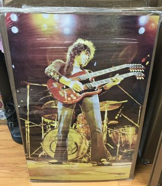 Rare Jimmy Page Double Neck Guitar Led Zeppelin Poster One Stop 1976