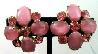 Rare Vintage Estate Verified Juliana D&e Pink 1 1/4 " Clip Earrings G686r