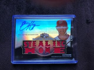 2012 Topps Triple Threads Bryce Harper Rc Jersey Auto /18 Stealing Home Rare