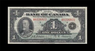 1935 Bank Of Canada One Dollar Kgv $1 " Rare " ( (vf, ))