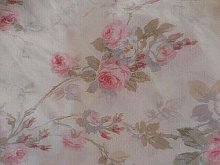 ❤️ RARE RALPH LAUREN FAYE Pink roses floral QUEEN flat sheet Cottage chic ❤️ 2