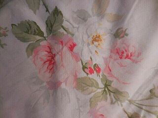 ❤️ RARE RALPH LAUREN FAYE Pink roses floral QUEEN flat sheet Cottage chic ❤️ 6
