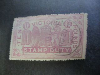 Victoria Stamps: £10 Stamp Duty Cto - Seldom Seen - Rare (f32)