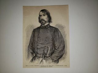 General A.  P.  Hill Confederate Fredericksburg 1862 Civil War Woodcut Rare