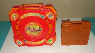 Rare Beyblade Metal Fusion Battle Arena Carrying Case Portable Brown Stadium Red