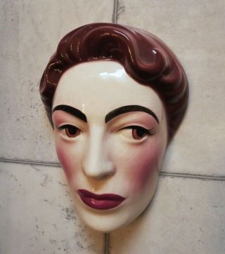 Clay Art Ceramic Face Wall Mask,  Joan Crawford,  Extremely Rare 2