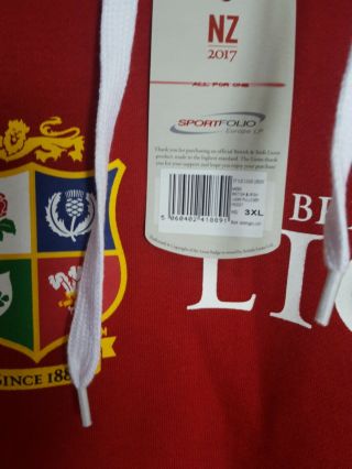 British And Irish Lions Red Hoody in rare 3xl size.  Big and Tall.  with Tags. 3