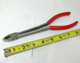 Rare Snap - On 659cp Red Vinyl Stork Needle Nose Pliers Wide Bill W/ Side Cutters