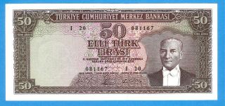 Turkey 50 Lirasi 1930 Series 081167 Rare