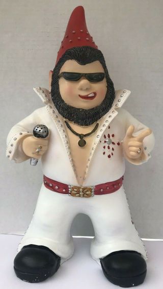 Rare Elvis Presley Yard Garden Gnome Figurine 13” Tall White Outfit Finger Point