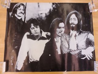 Rare Vintage 28 " X 22 " Black & White B&w Beatles Group Photo Music Poster