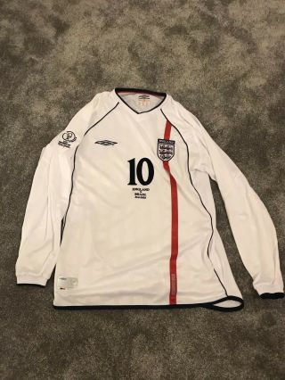 Rare Long Sleeved England Shirt Match Edition V Brazil World Cup 2002 Size Large