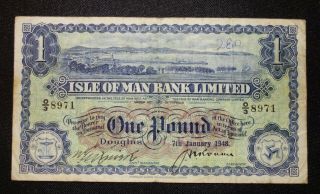 1948 £1 Isle Of Man Limited - - Serial O/3 8971 - - Rare