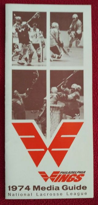 Media Guide 1974 Philadelphia Wings Nll Lacrosse First Year Very Rare Edition