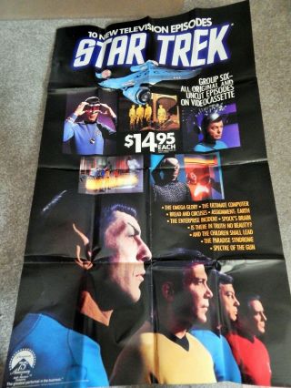 Star Trek Tv Group 6 (video Dealer 36 X 24 Poster,  1980s) Nimoy,  Shatner,  Rare