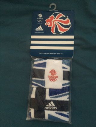 Adidas Team Gb 2012 Olympic Twin Wrist Sweat Bands Red White Blue Bnwt Rare Band