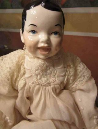 Antique Doll Rare With Bonnet & Gown 16 " Ooak?,  Porcelain Doll