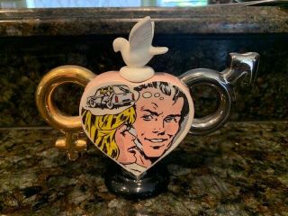 Paul Cardew Lichtenstein Pop Art Valentine Lovers Heart Teapot - Vintage Rare
