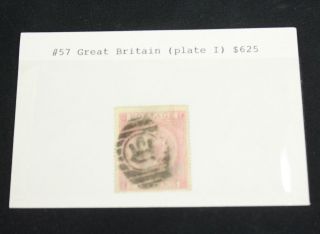 Great Britain Scott 57 Plate 1 Rare Cancel 5sh 1867 Queen Victoria $625 Cv