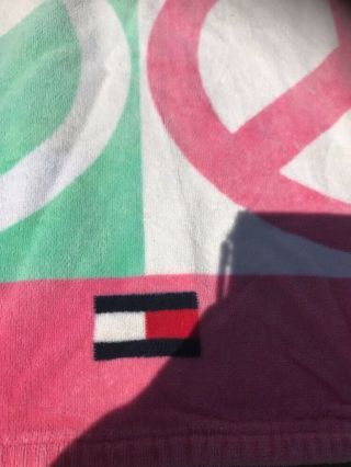 Rare 90s Tommy Hilfiger Towel Peace Sign Logo Pool Beach Girls 2