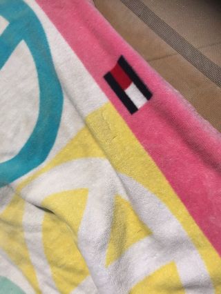 Rare 90s Tommy Hilfiger Towel Peace Sign Logo Pool Beach Girls 5