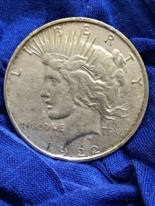 1922 - D Silver Us $1 Peace Dollar - High Relief Rare Authentic