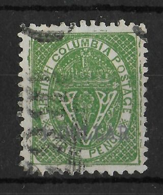 British Columbia 1868 - 1871 $1 On 3c Green Ovp Sg 27 Cv £1400 Rare