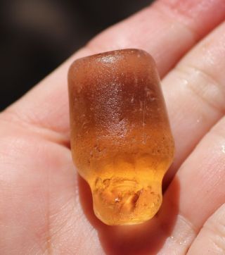 Xxxl Lightly Frosted Rare Peach Seaglass Topper From Russia,  Sea Of Japan
