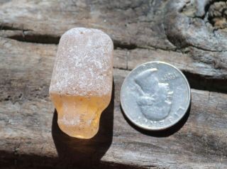 XXXL LIGHTLY FROSTED RARE PEACH SEAGLASS TOPPER FROM RUSSIA,  SEA OF JAPAN 4