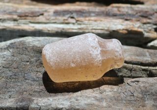XXXL LIGHTLY FROSTED RARE PEACH SEAGLASS TOPPER FROM RUSSIA,  SEA OF JAPAN 5