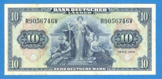 Germany 10 Mark 1949 Series R9056746v Rare