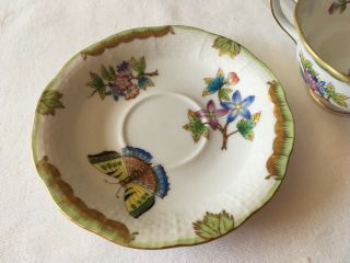 RARE Herend Queen Victoria Tea Cup and Saucer 735 VBO Butterfly And Floral Decor 3