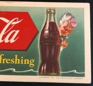 Antique Coca Cola Cardboard Sign 1951 Rare Vintage (Mo1) 3
