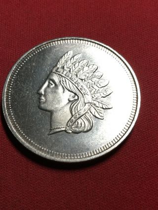 Rare 1 Oz.  999 Fine Silver Art Bar Round In The Style Of A Indian Head Cent L1